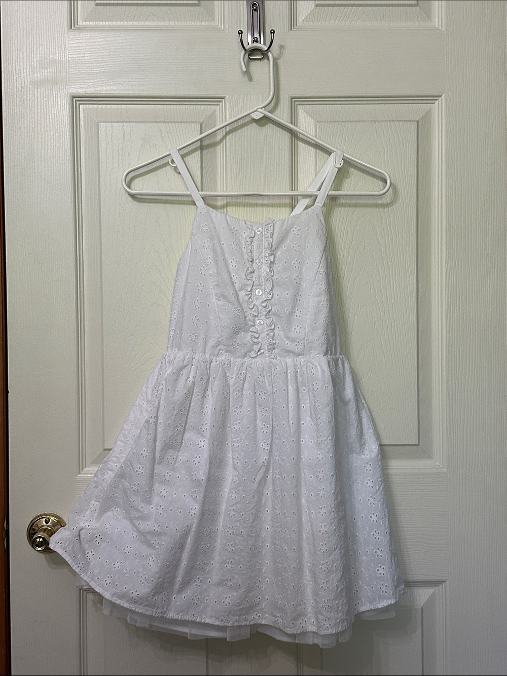 Girls' Cherokee size 10/12White Eyelet Sundress with Ruffle Detail